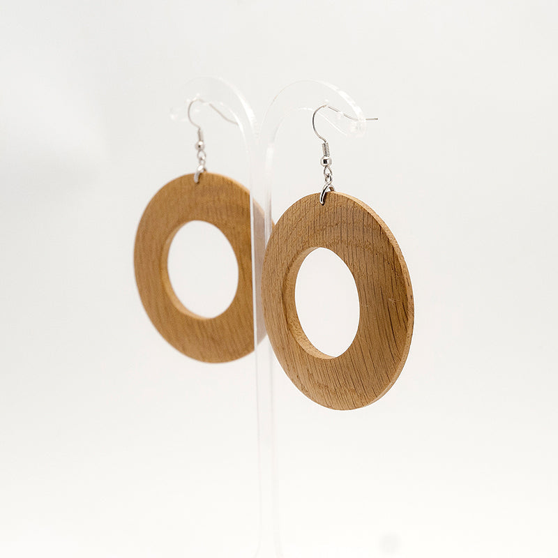 Whole sale of Airlea. Oak Wooden Earrings, in Hoop Shape. A063-1W