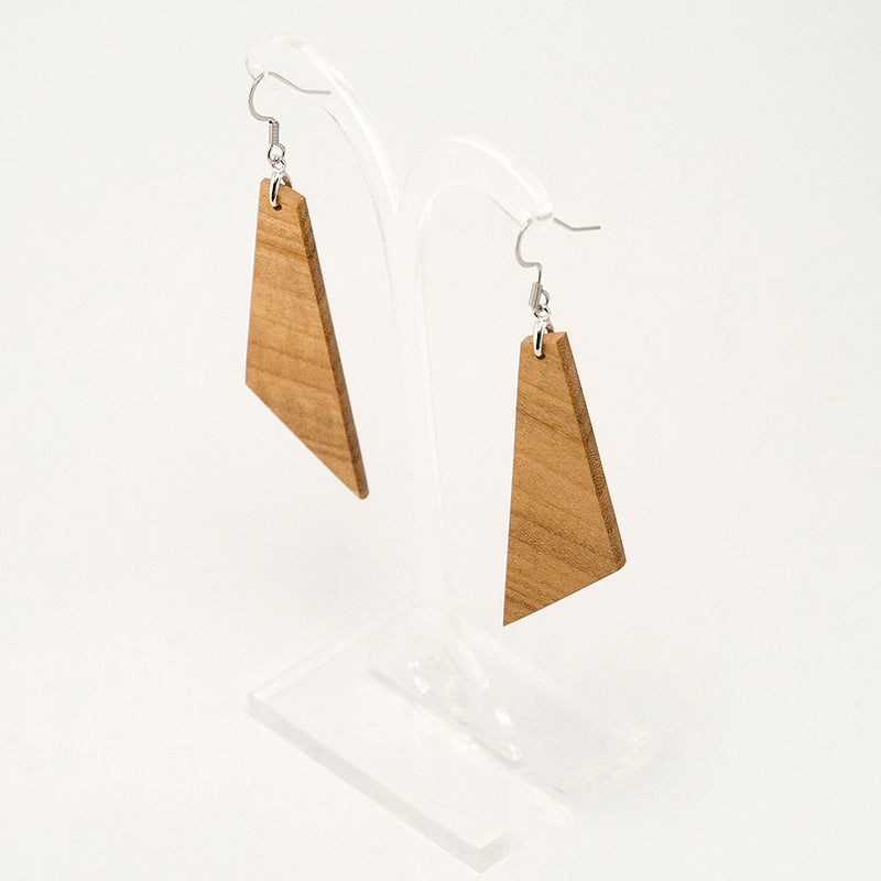 Astrid. Doussie Quadrilateral  Wooden Earrings with Simple geometric shape A084-1