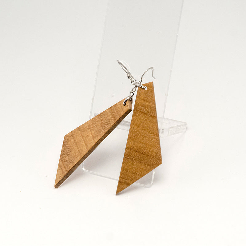 Astrid. Doussie Quadrilateral  Wooden Earrings with Simple geometric shape A084-1