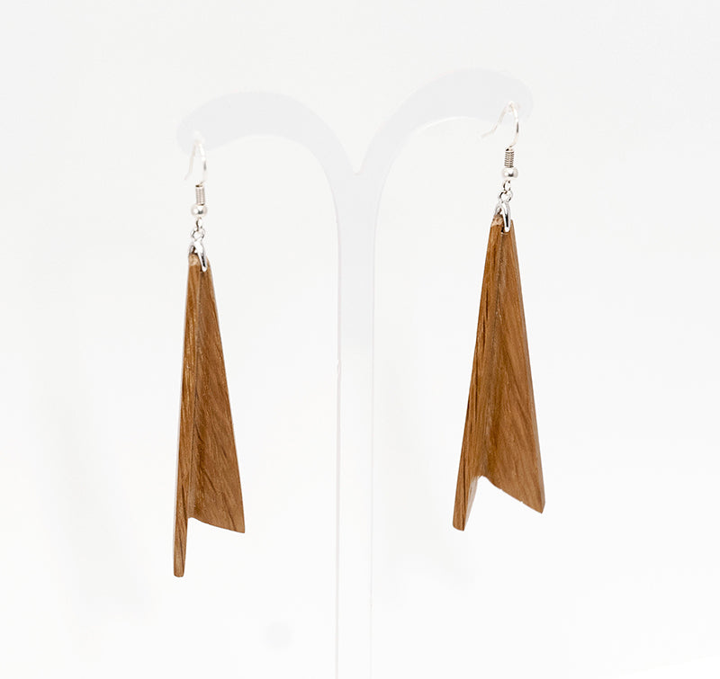 Bertina. Iroko Pyramid Wooden Earrings with Bauhaus style shape A085-1