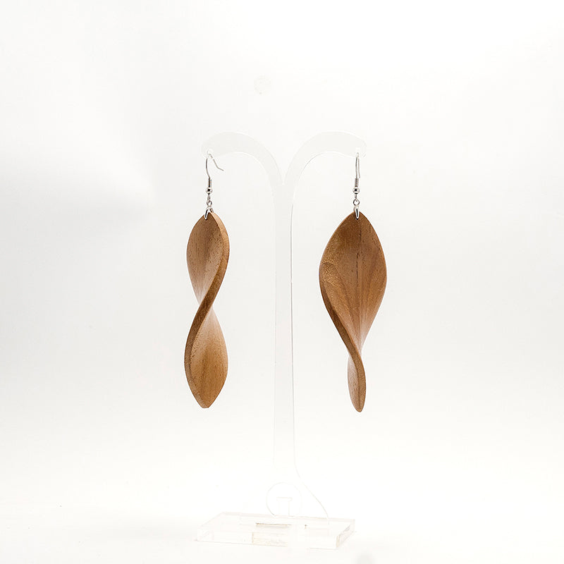Auguste Doussie Leaf Wooden Earrings with Organic Flow design A091-1