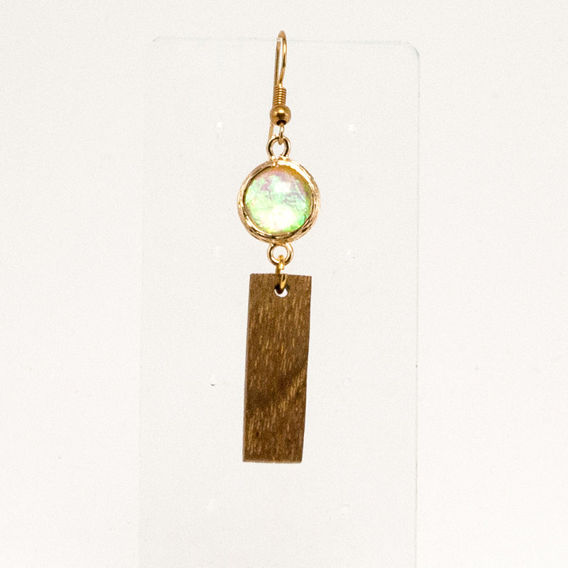 Asilia. Oak Rectangle Wooden Earrings with  A113-2