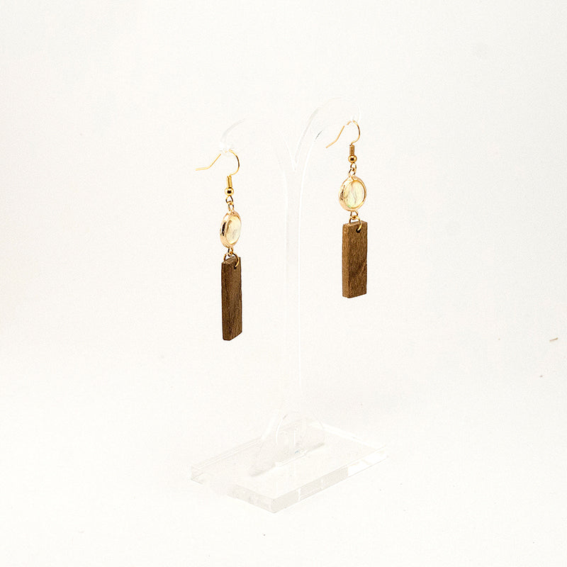 Asilia. Oak Rectangle Wooden Earrings with  A113-2