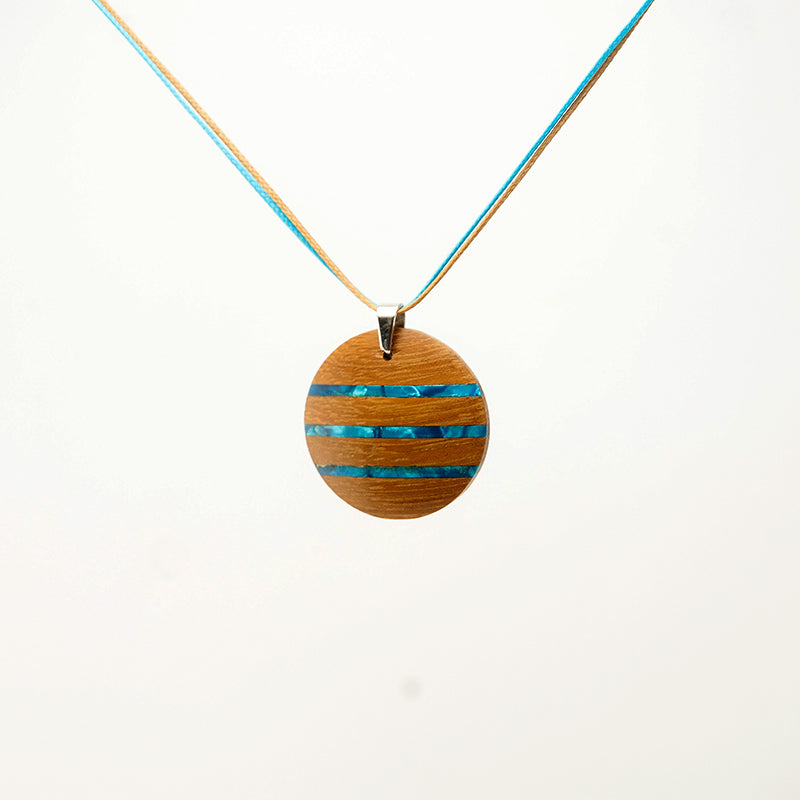 Margaret. Walnut Discus Wooden Pendant with  A122-1