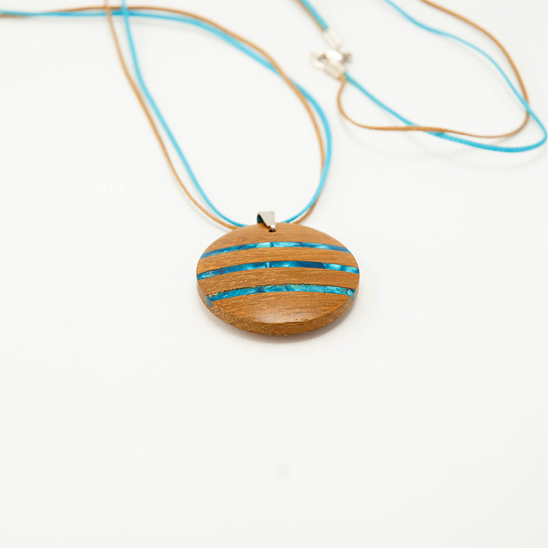 Margaret. Walnut Discus Wooden Pendant with  A122-1