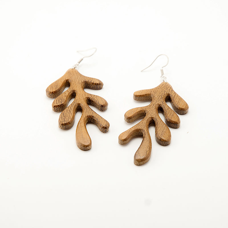 Matisse. Iroko Leaf Wooden Earrings with the form of famous painter A131-1