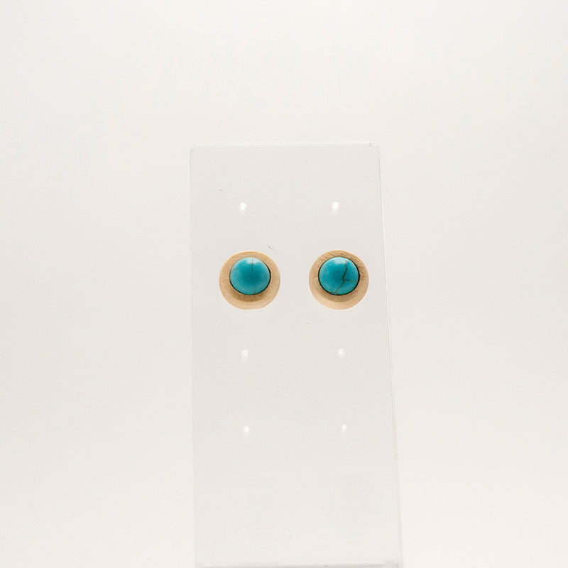 Rajna. lemon wood Circle Wooden Earrings with Turquoise beads A132-12