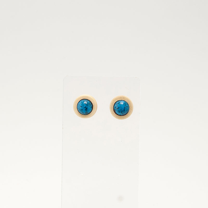 Yahara. lemon wood Circle Wooden Earrings with  Blue Turquoise Howlite beads With Matrix A132-5