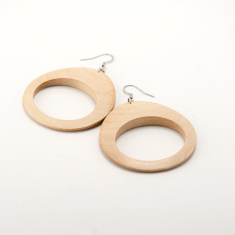 Ariya. Maple Hoop Wooden Earrings Organic Flow design A077-3